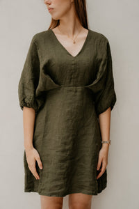 Tilly jurk v - hals groen - Bij Keesje - Bij Keesje - Jurk