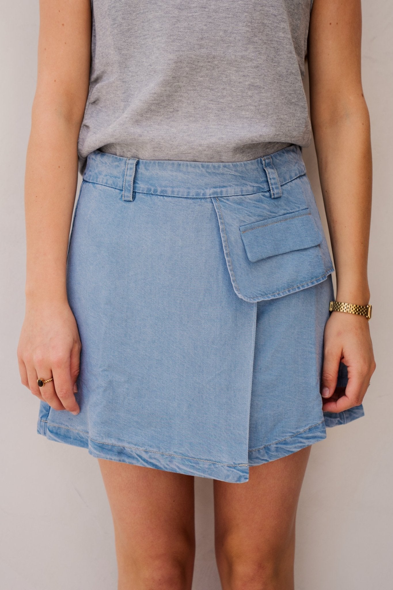 TillyCC pocket skirt fade denim - Bij Keesje - Co'couture - Rok