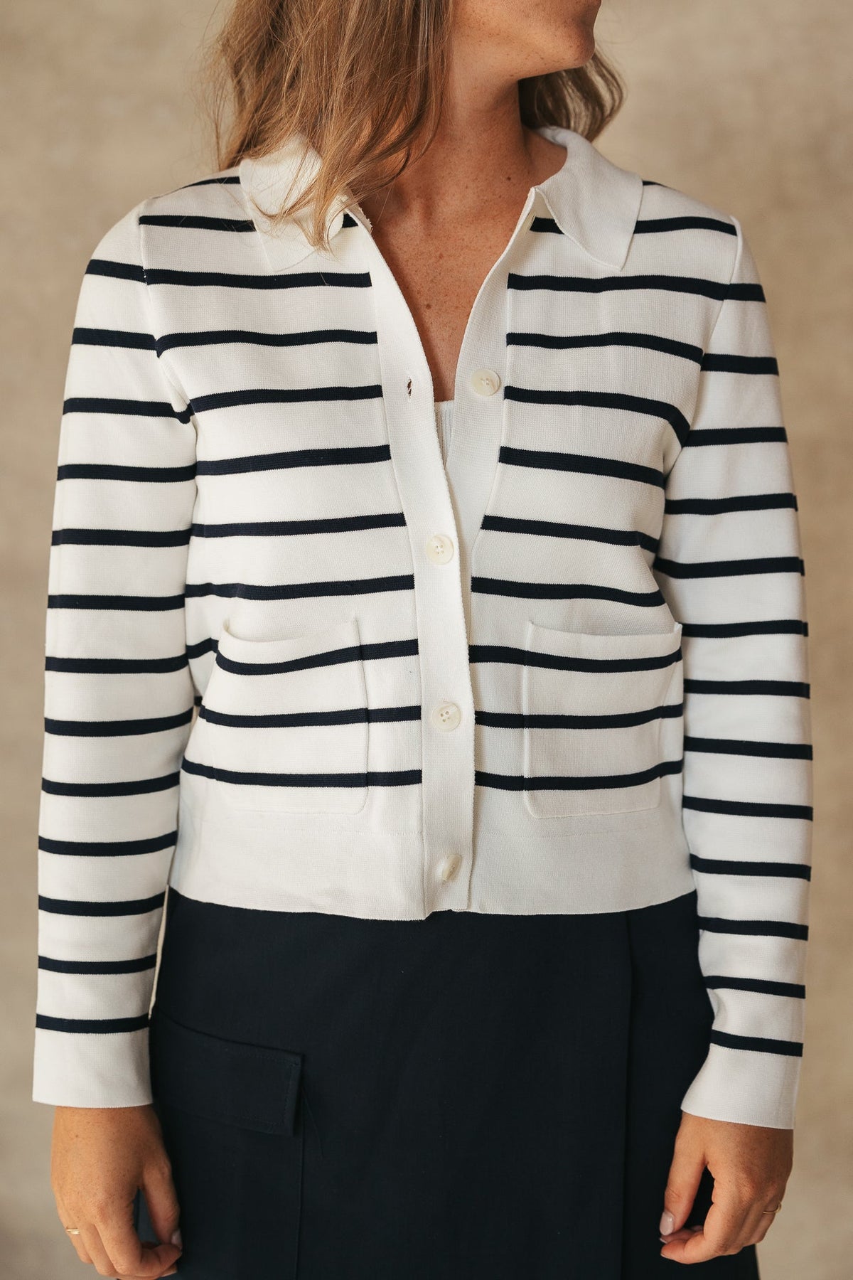 Tippi knit cardigan stripes white/navy NN - Bij Keesje