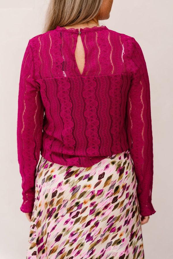 Top lace magenta - 202879 - Bij Keesje - mi piace - top