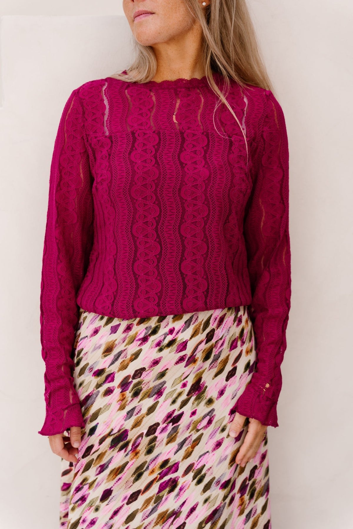 Top lace magenta - 202879 - Bij Keesje - mi piace - top