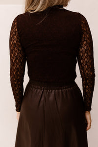 Top l.slve lace - Cacao - 30504 - Bij Keesje - Esqualo - jurk