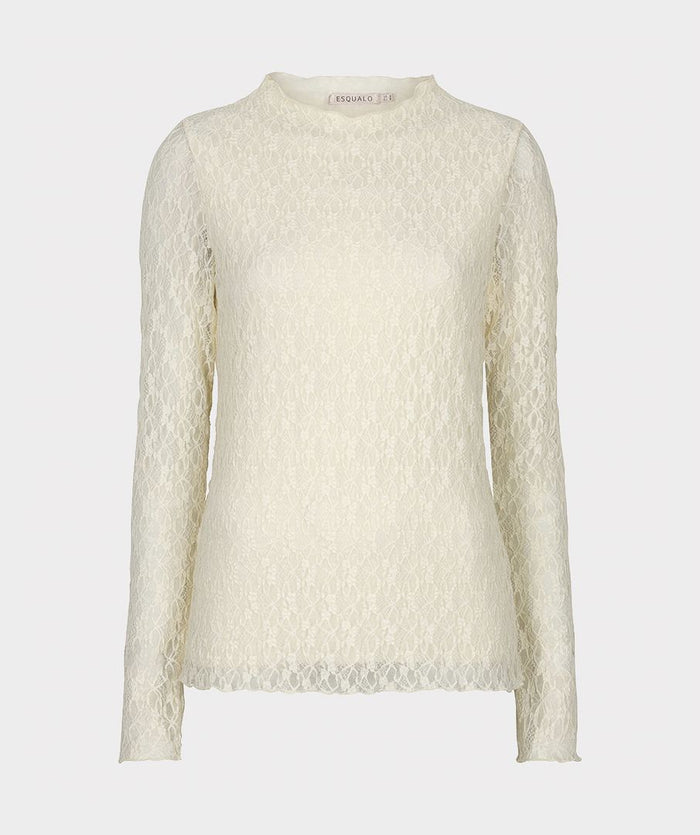 Top l.slve lace - Off white - 30504 - Bij Keesje - Esqualo - jurk