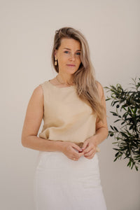 Top slv/lss Linen sand - 28255 - Bij Keesje - Esqualo - top