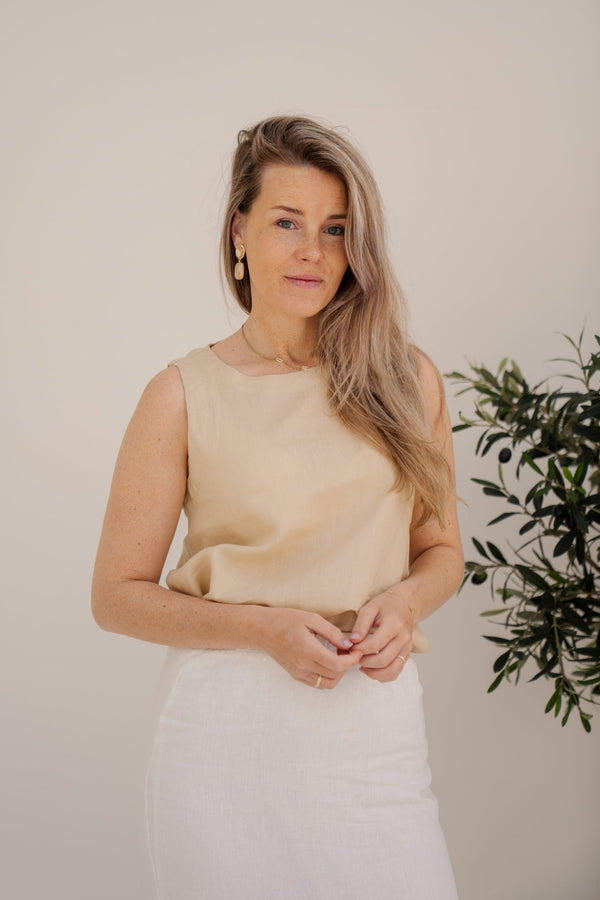 Top slv/lss Linen sand - 28255 - Bij Keesje - Esqualo - top