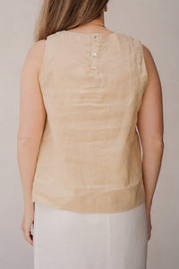 Top slv/lss Linen sand - 28255 - Bij Keesje - Esqualo - top
