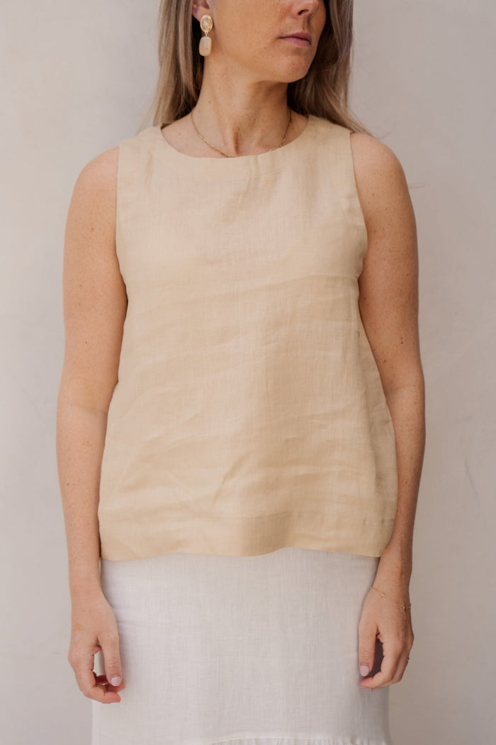 Top slv/lss Linen sand - 28255 - Bij Keesje - Esqualo - top