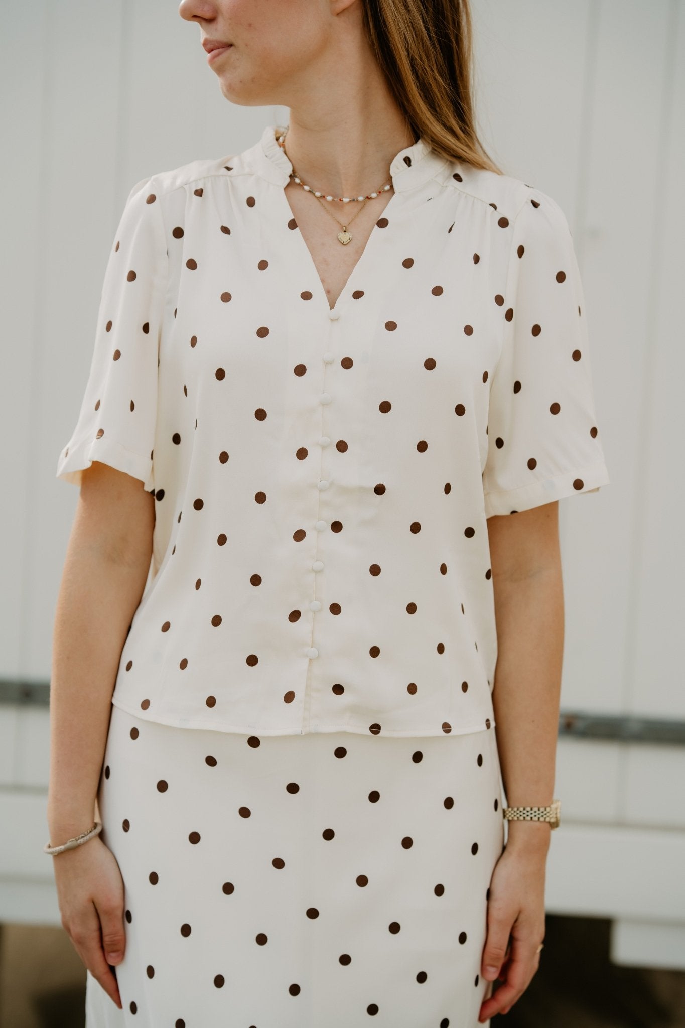 Torana Dotted Blouse Creme - Bij Keesje - Neo Noir - Blouse