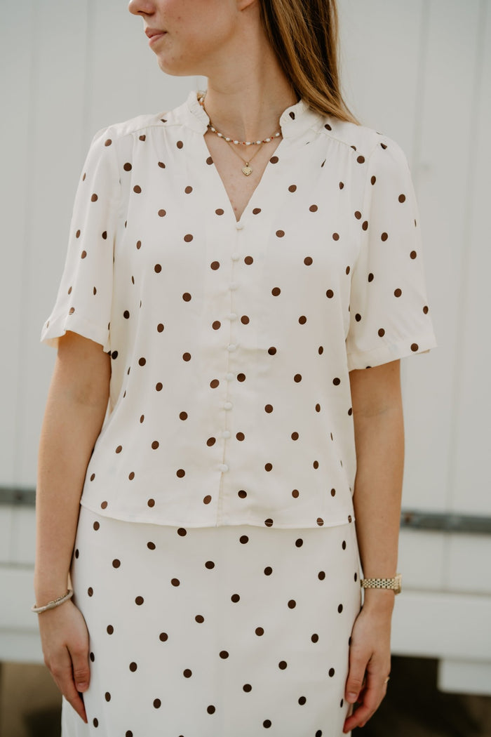 Torana Dotted Blouse Creme - Bij Keesje - Neo Noir - Blouse