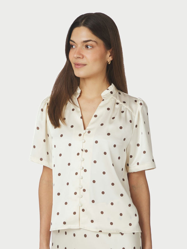 Torana Dotted Blouse Creme - Bij Keesje - Neo Noir - Blouse