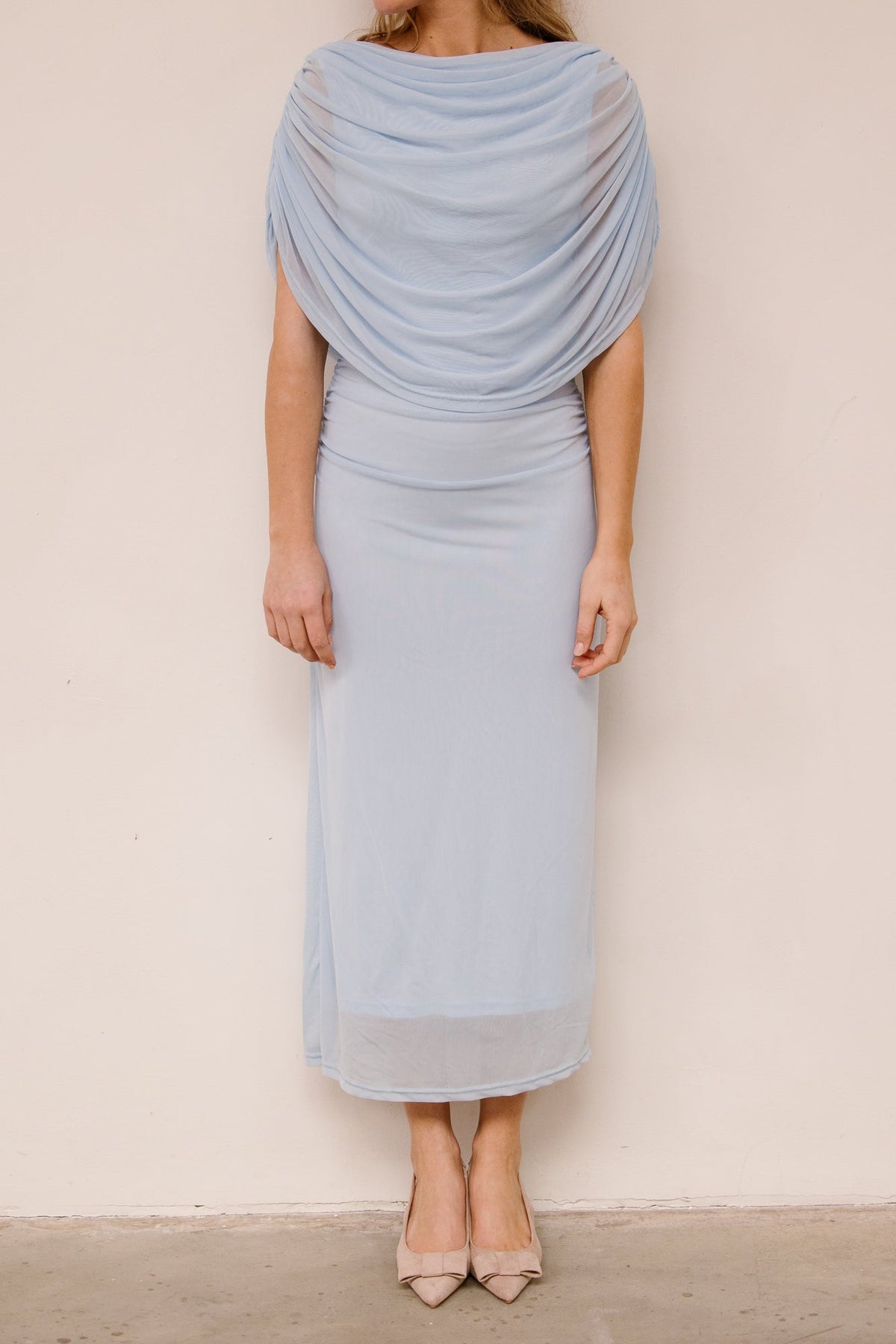 Tottuna Long Drapy Mesh Dress Light Blue - Bij Keesje - Neo Noir - Jurk
