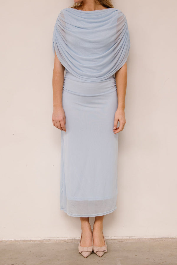 Tottuna Long Drapy Mesh Dress Light Blue - Bij Keesje - Neo Noir - Jurk