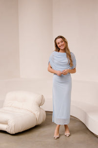 Tottuna Long Drapy Mesh Dress Light Blue - Bij Keesje - Neo Noir - Jurk