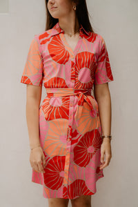 Travel Dress anemone print coral - Bij Keesje - Bij Keesje - jurk