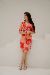 Travel Dress anemone print coral - Bij Keesje - Bij Keesje - jurk