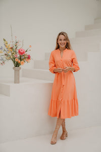 Travel Dress coral ronde nek - Bij Keesje - Bij Keesje - jurk