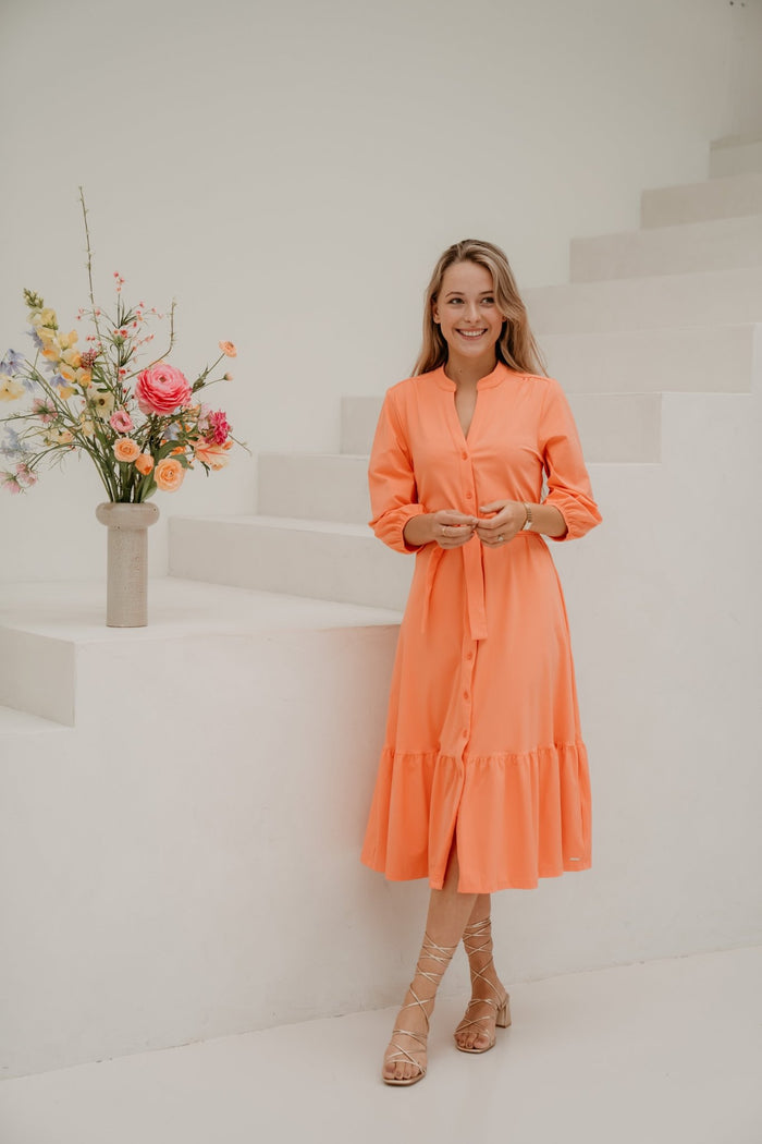 Travel Dress coral ronde nek - Bij Keesje - Bij Keesje - jurk