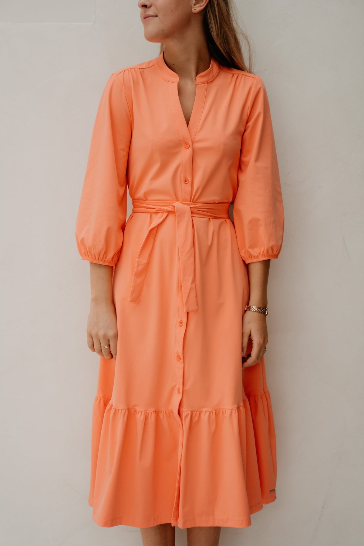 Travel Dress coral ronde nek - Bij Keesje - Bij Keesje - jurk