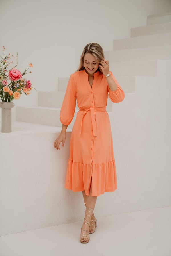 Travel Dress coral ronde nek - Bij Keesje - Bij Keesje - jurk