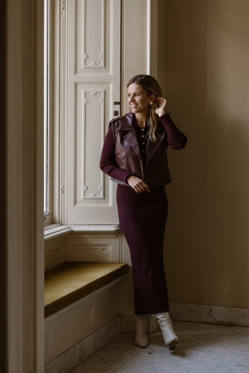 Trude leather gilet wijn rood - Bij Keesje - Bij Keesje The Label