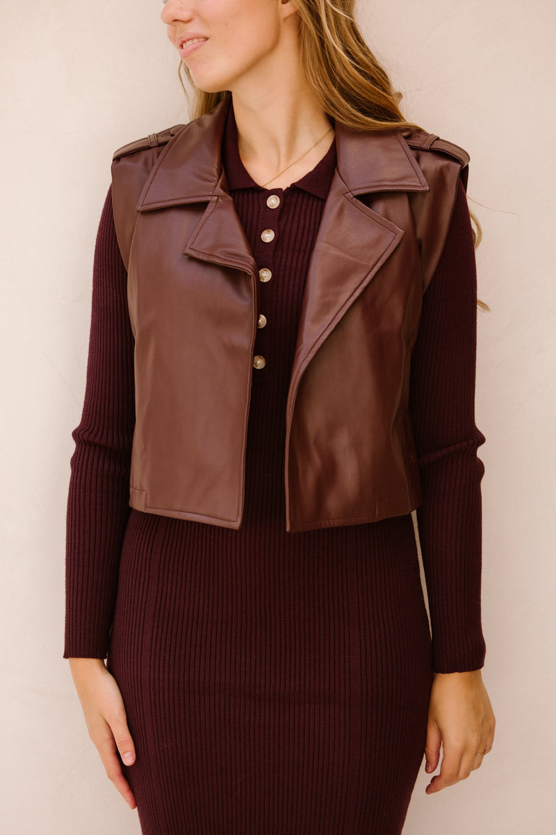 Trude leather gilet wijn rood - Bij Keesje - Bij Keesje The Label