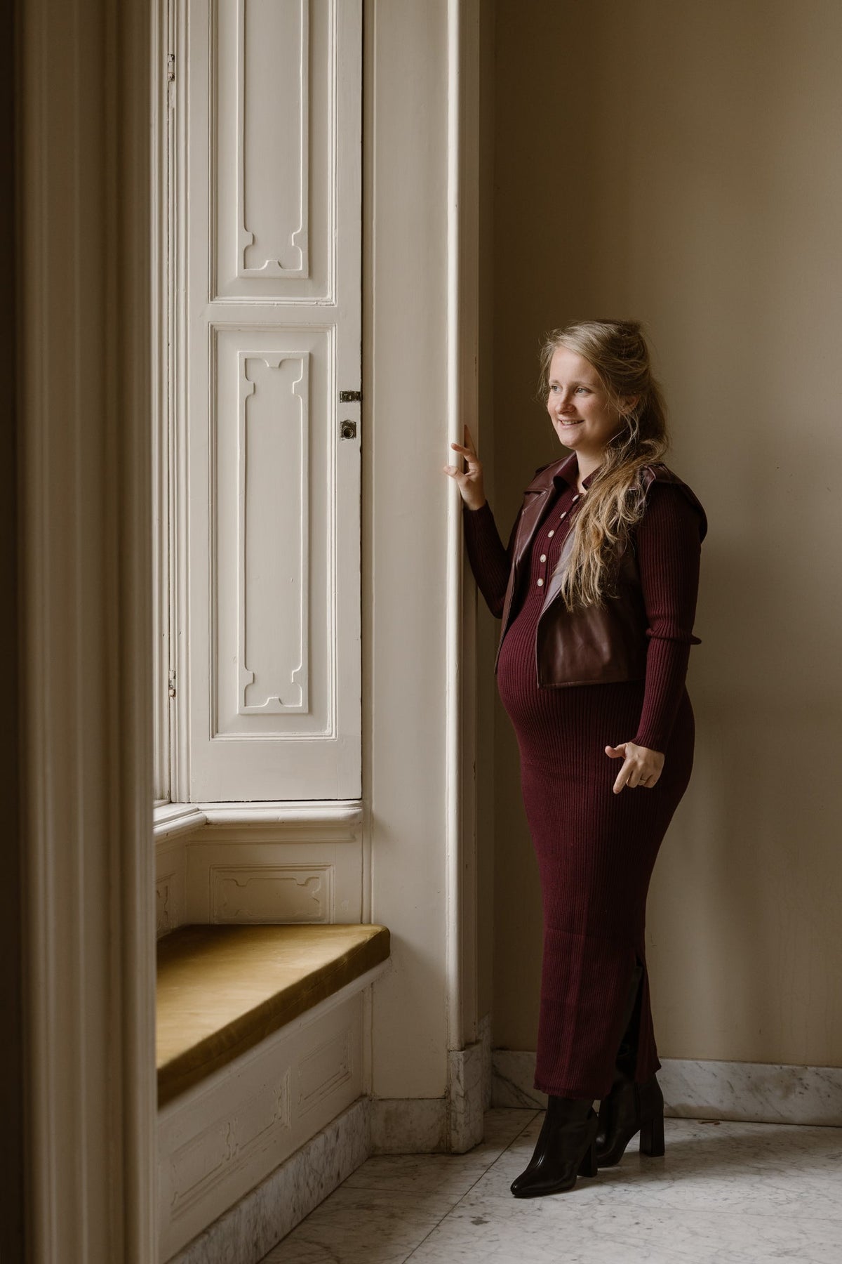 Trude leather gilet wijn rood - Bij Keesje - Bij Keesje The Label