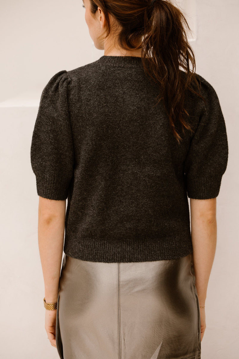 Trudy deco knit cardigan antracit melange - Bij Keesje - Neo Noir