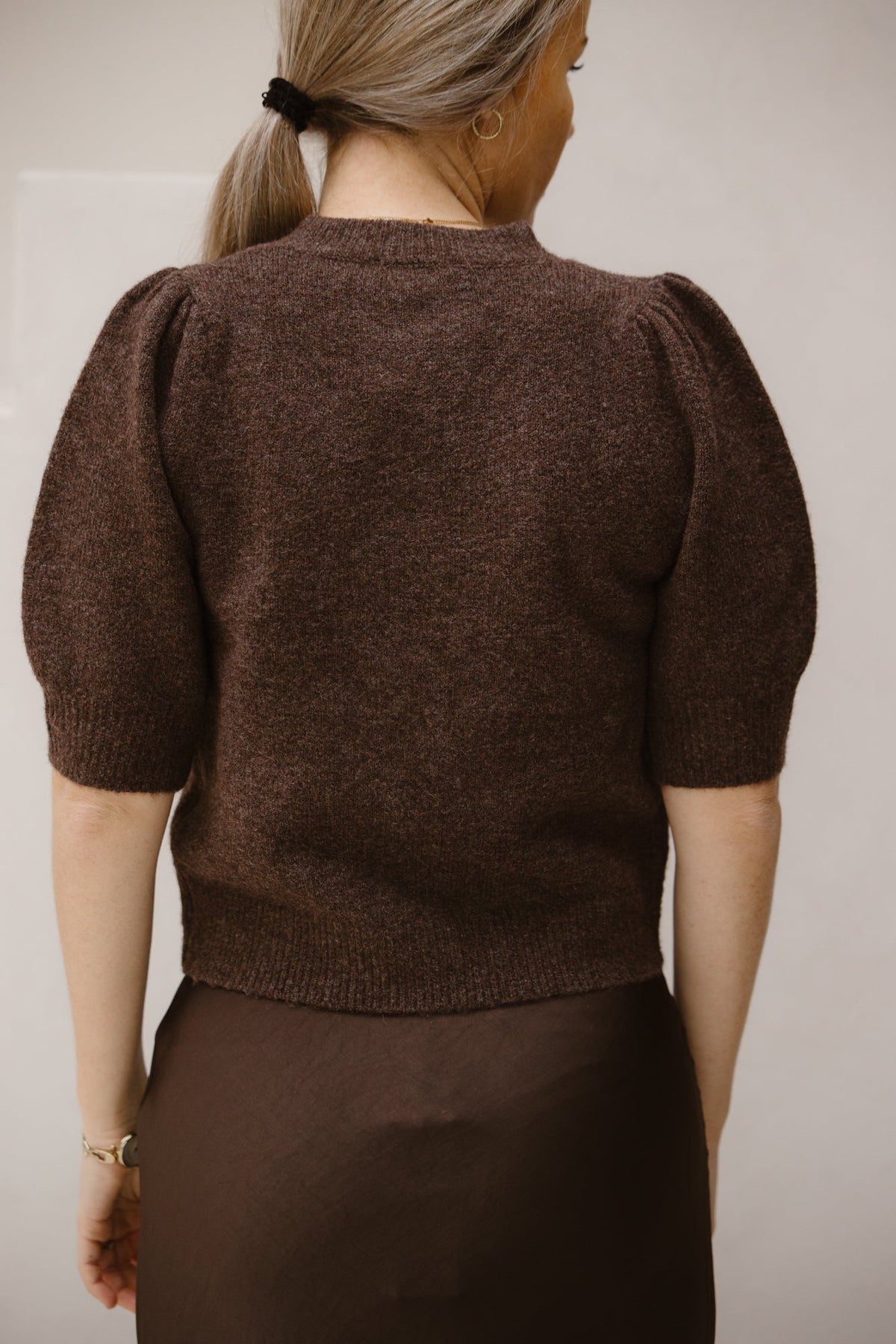 Trudy deco knit cardigan brown - Bij Keesje - Neo Noir