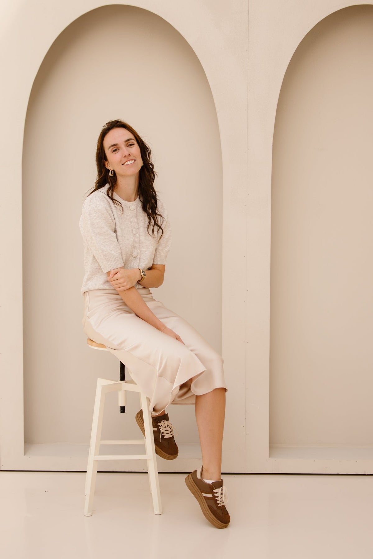 Trudy knit cardigan beige melange NN - Bij Keesje - Neo Noir