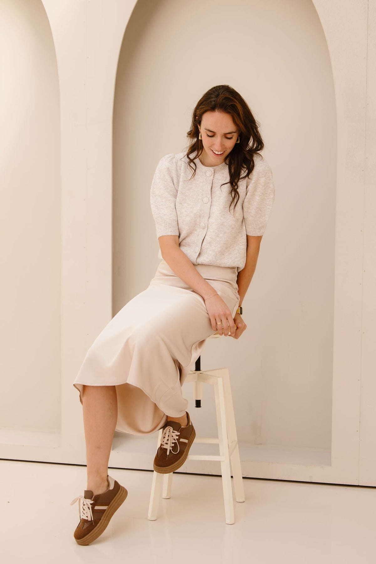 Trudy knit cardigan beige melange NN - Bij Keesje - Neo Noir