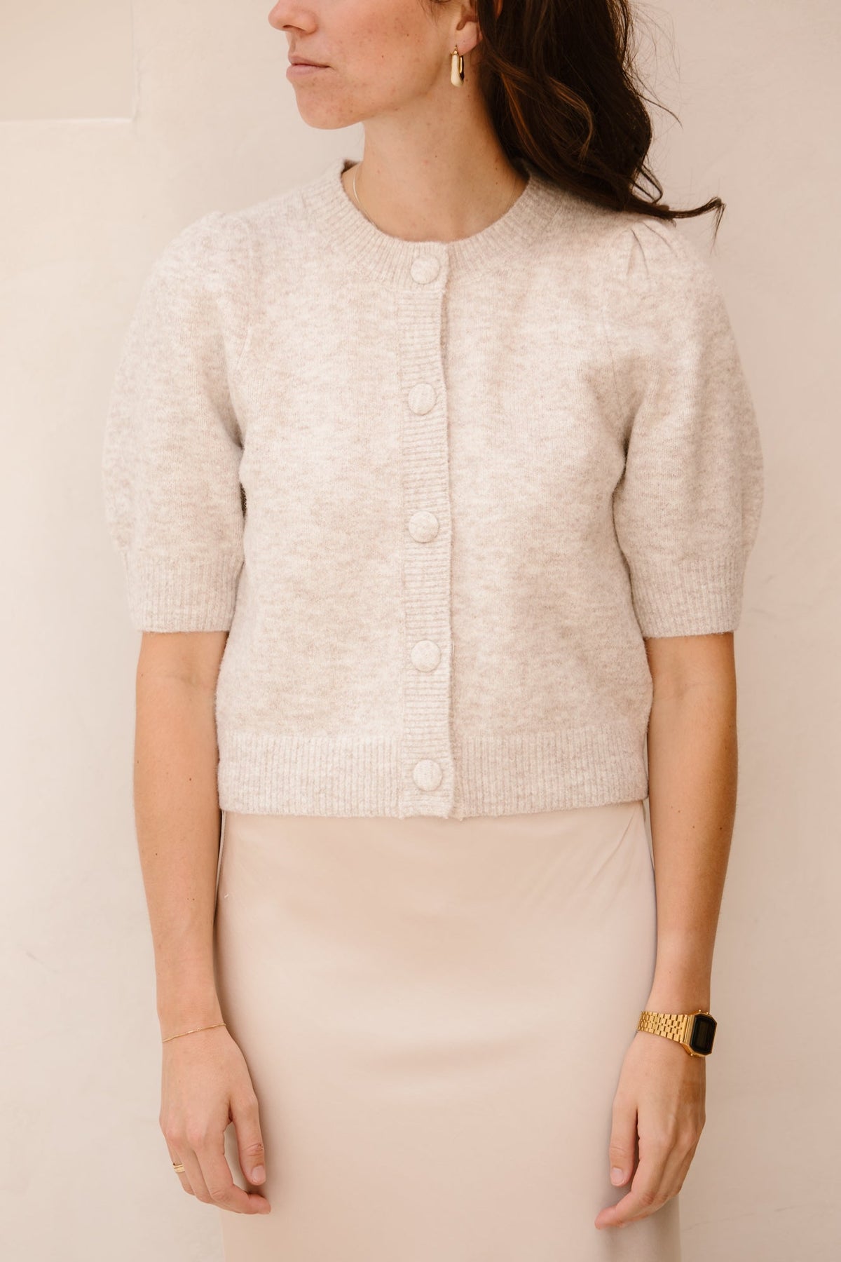 Trudy knit cardigan beige melange NN - Bij Keesje - Neo Noir