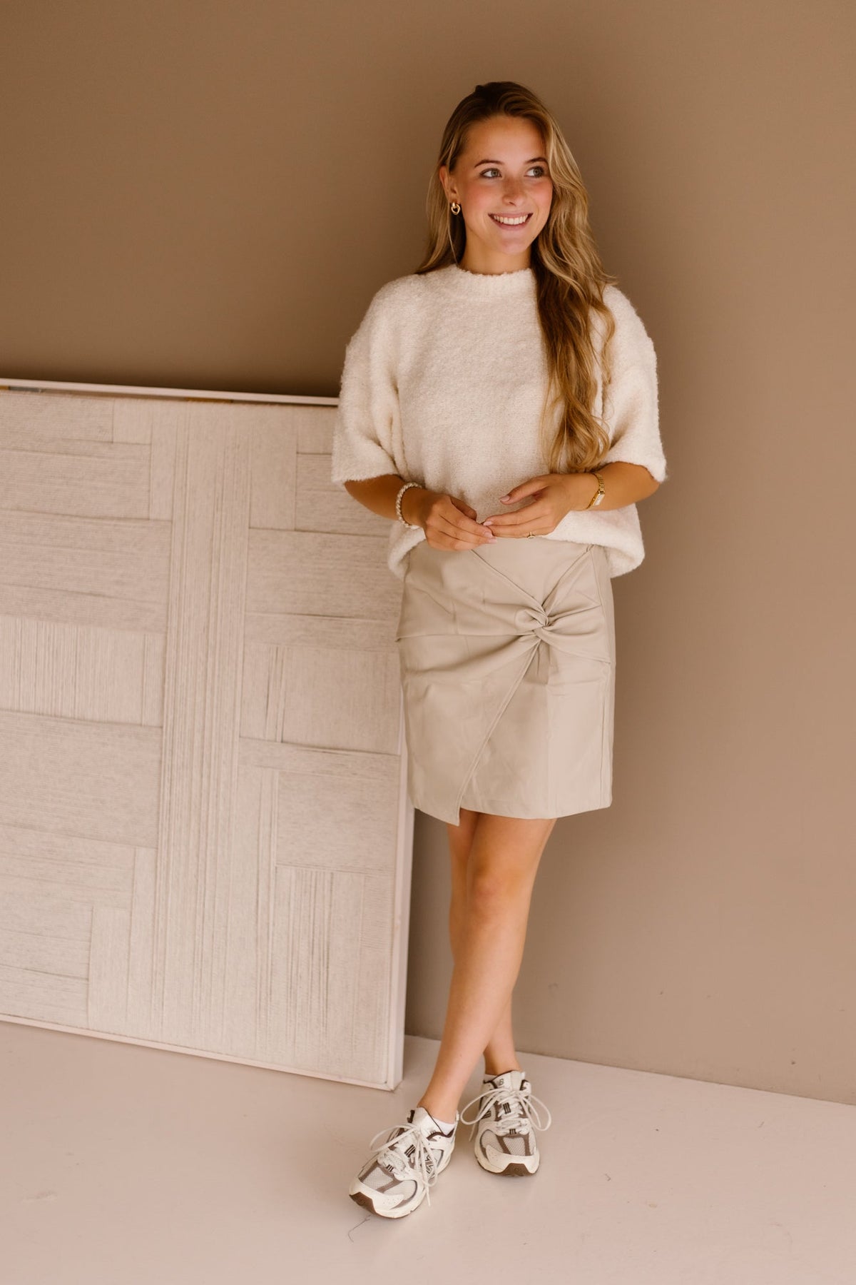 Trui korte mouw beige - Bij Keesje - Bij Keesje - sweater