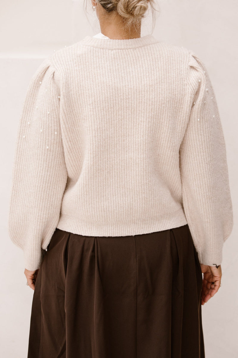 Trui parels beige - Bij Keesje - Bij Keesje