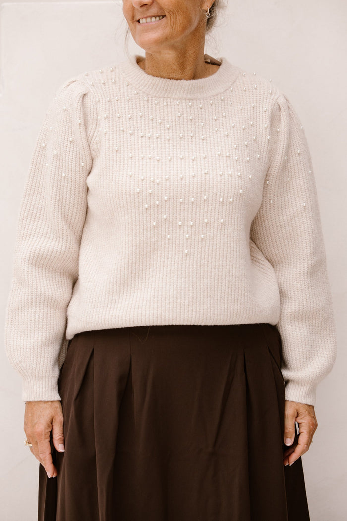 Trui parels beige - Bij Keesje - Bij Keesje