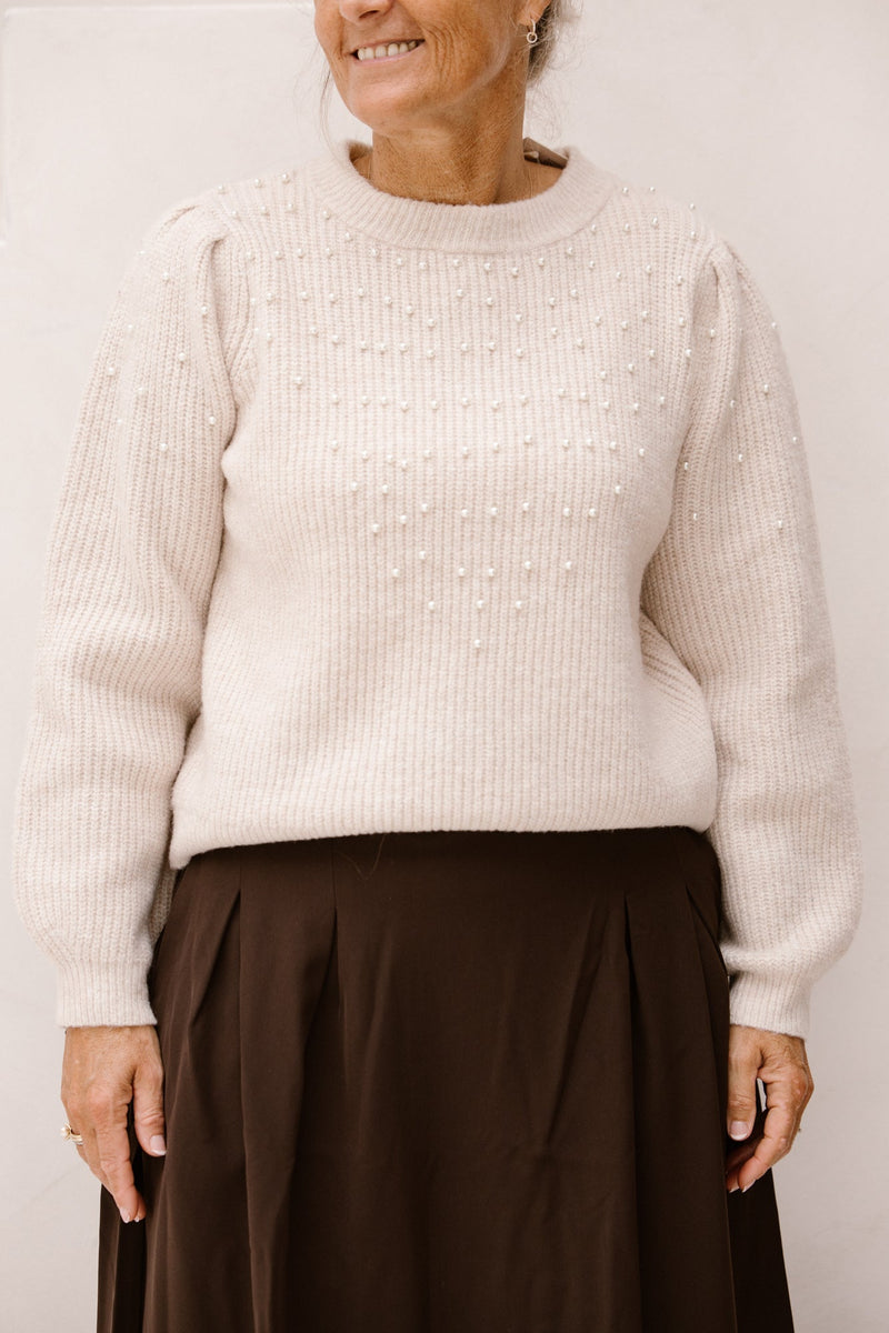 Trui parels beige - Bij Keesje - Bij Keesje