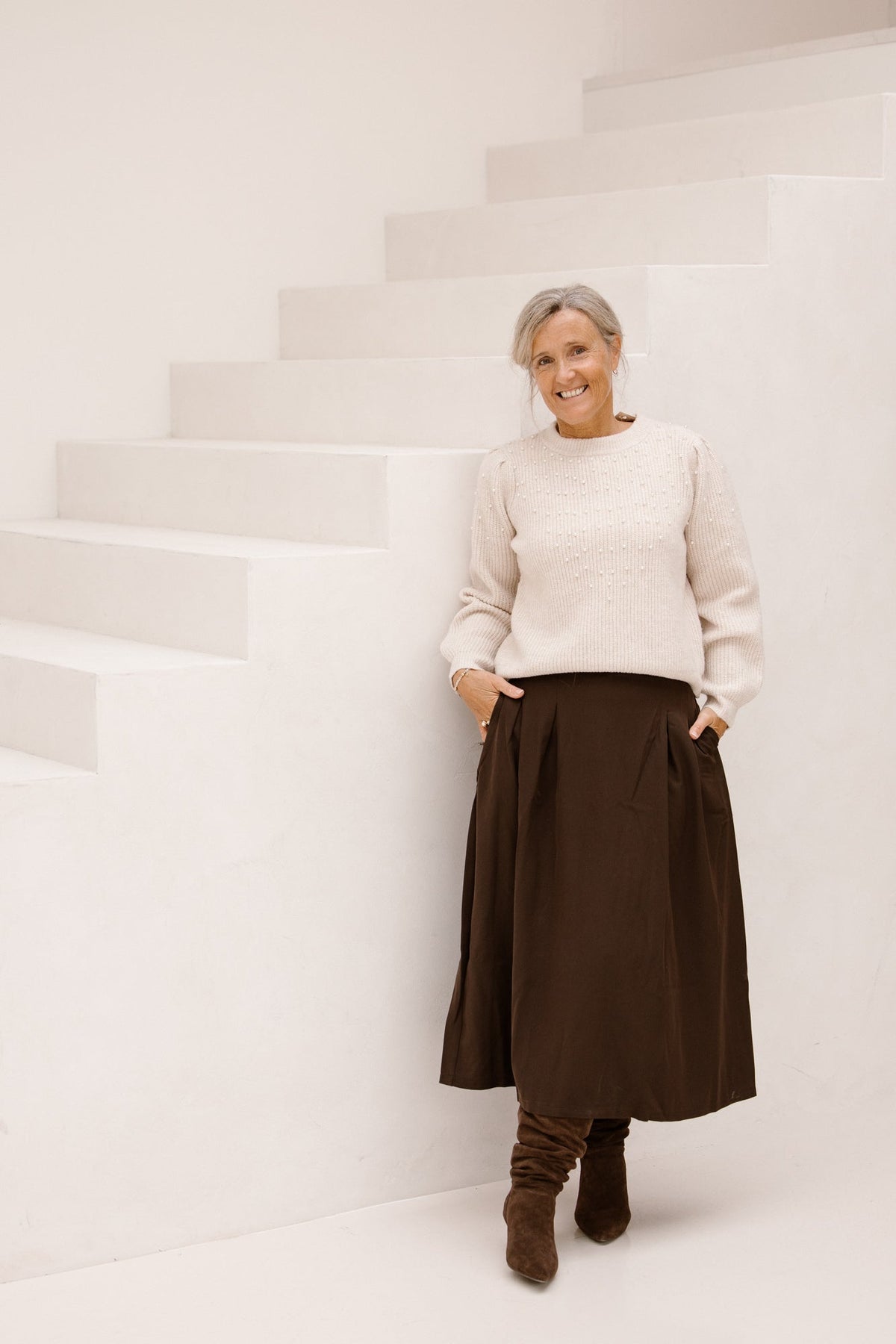 Trui parels beige - Bij Keesje - Bij Keesje