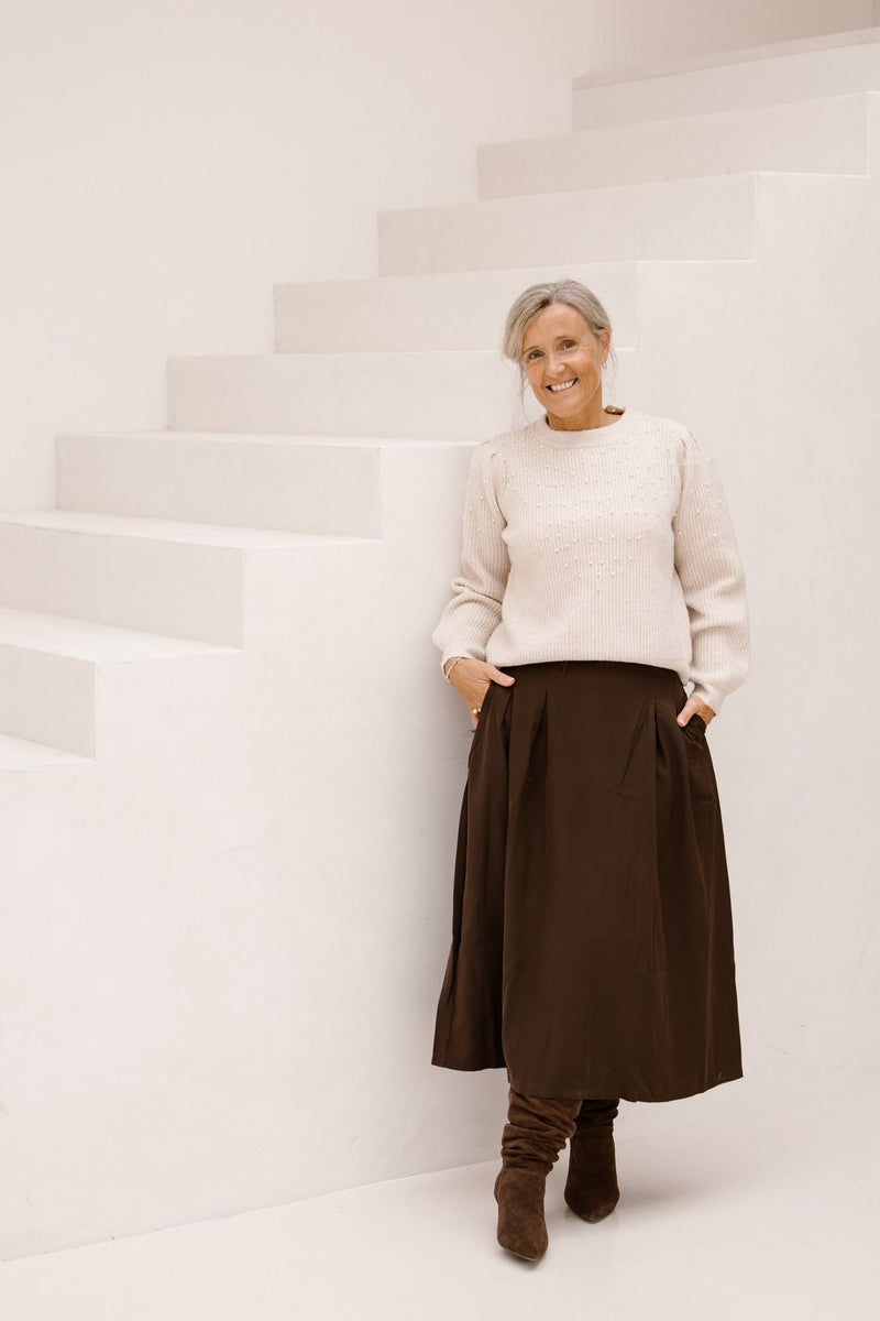 Trui parels beige - Bij Keesje - Bij Keesje