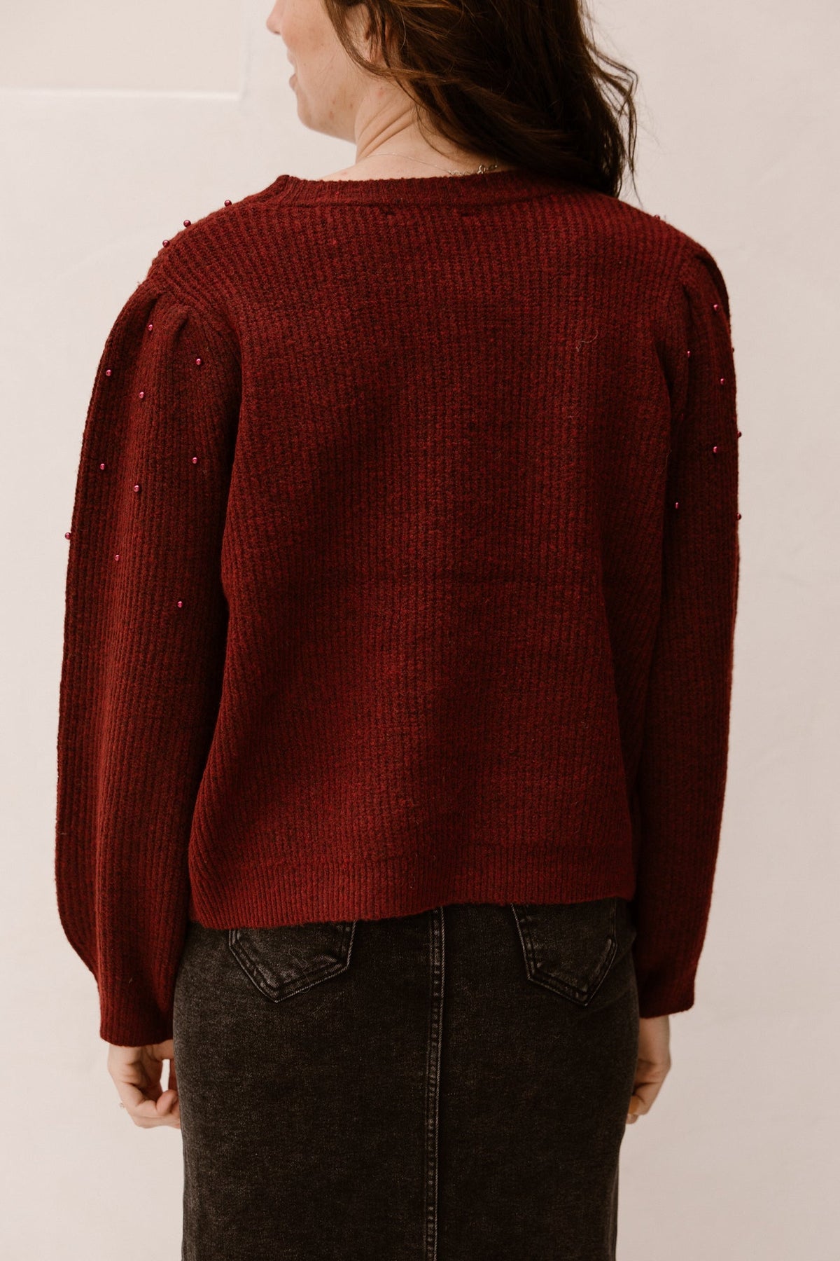 Trui parels bordeaux - Bij Keesje - Bij Keesje