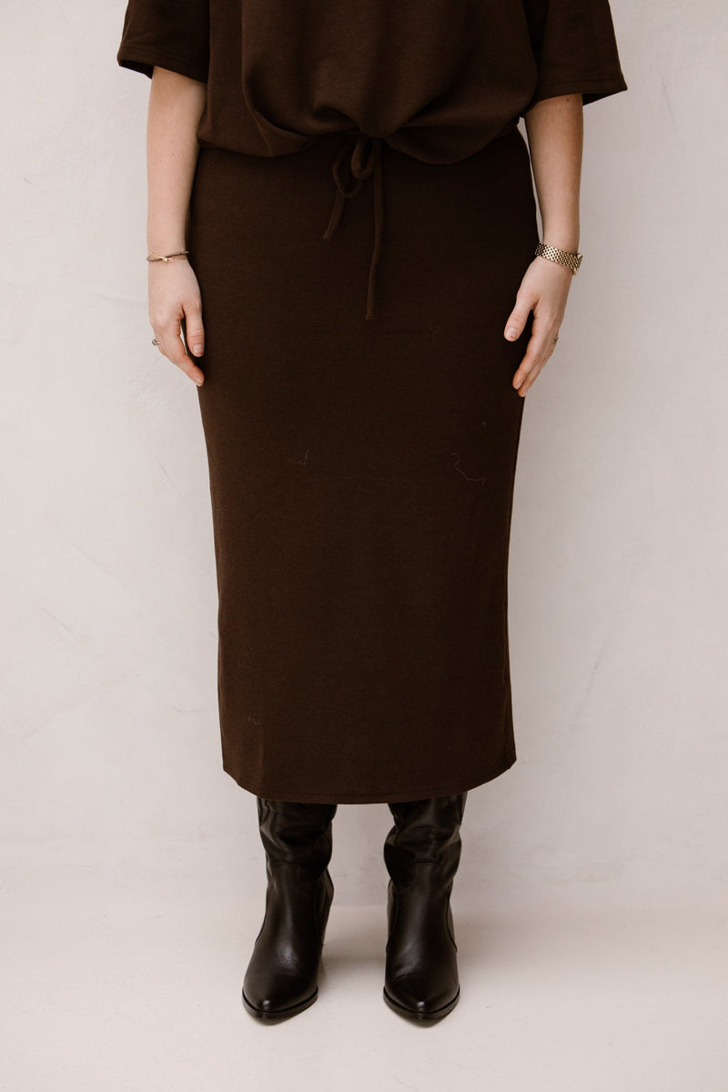 Tweedelig set bruin met koord - Bij Keesje - Bij Keesje