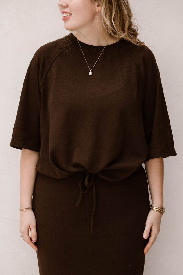 Tweedelig set bruin met koord - Bij Keesje - Bij Keesje