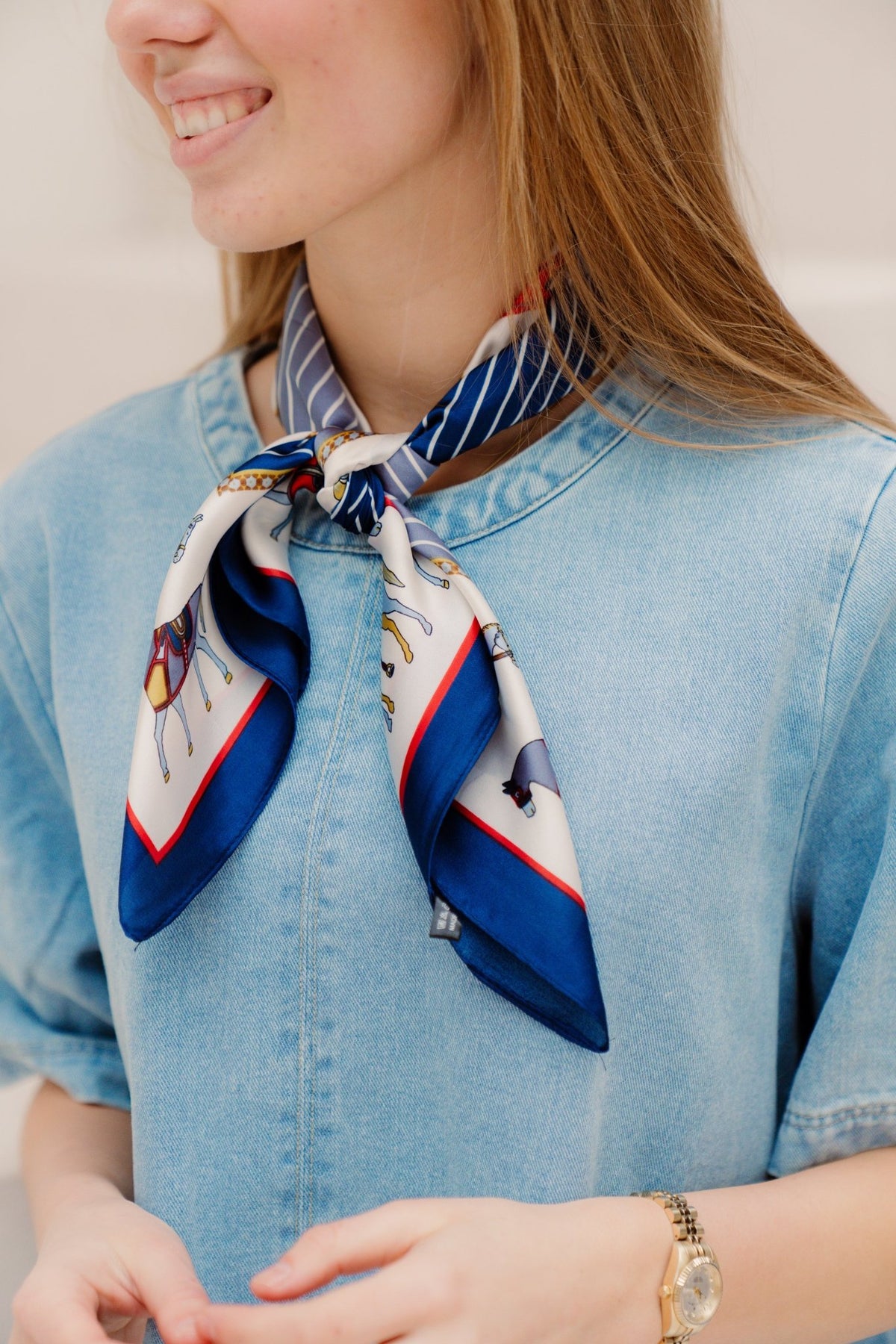 Valk sjaal horse darkblue - Bij Keesje - Bij Keesje - Sjaal