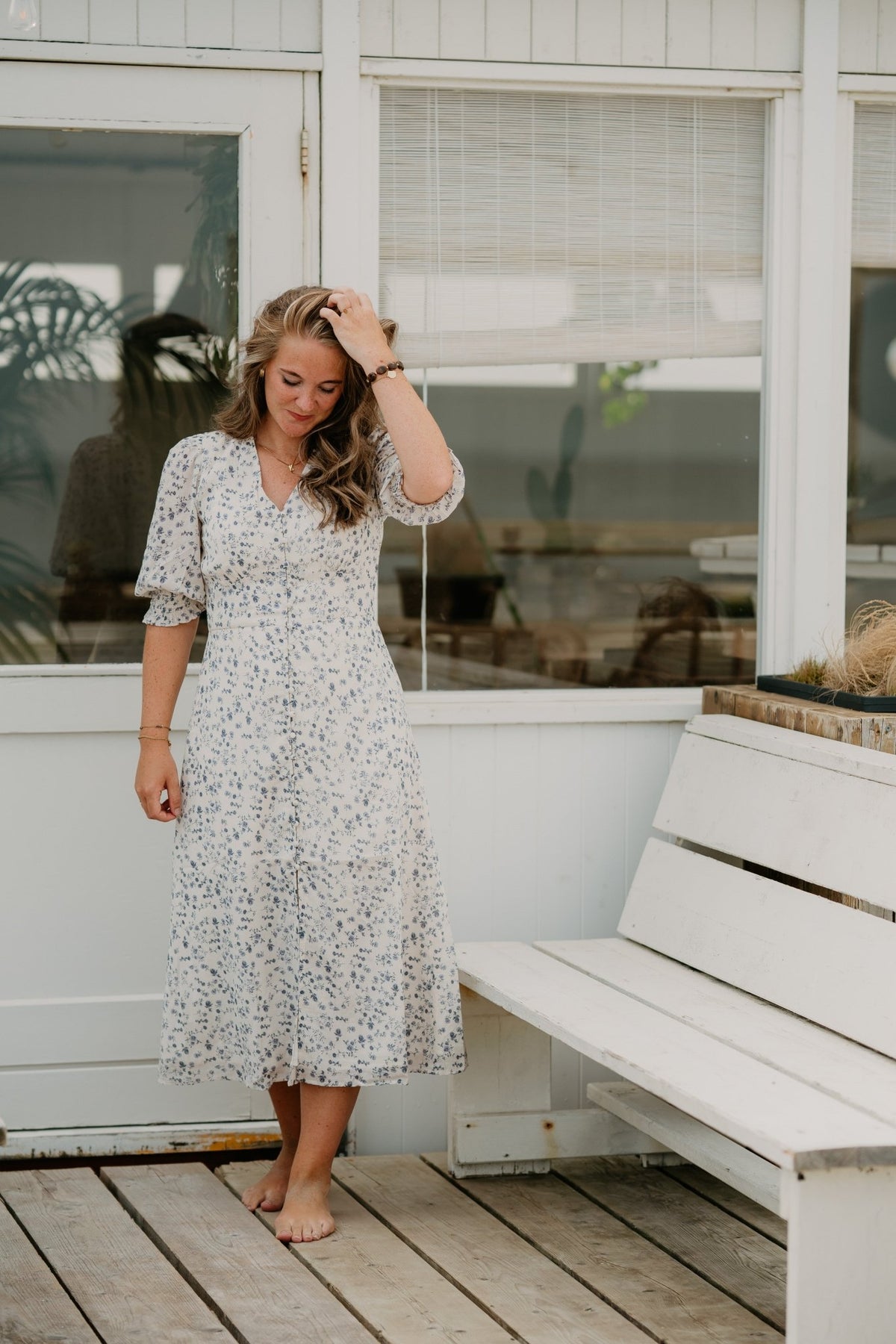 Valley Structure Flower Dress Off White - Bij Keesje - Neo Noir - Jurk
