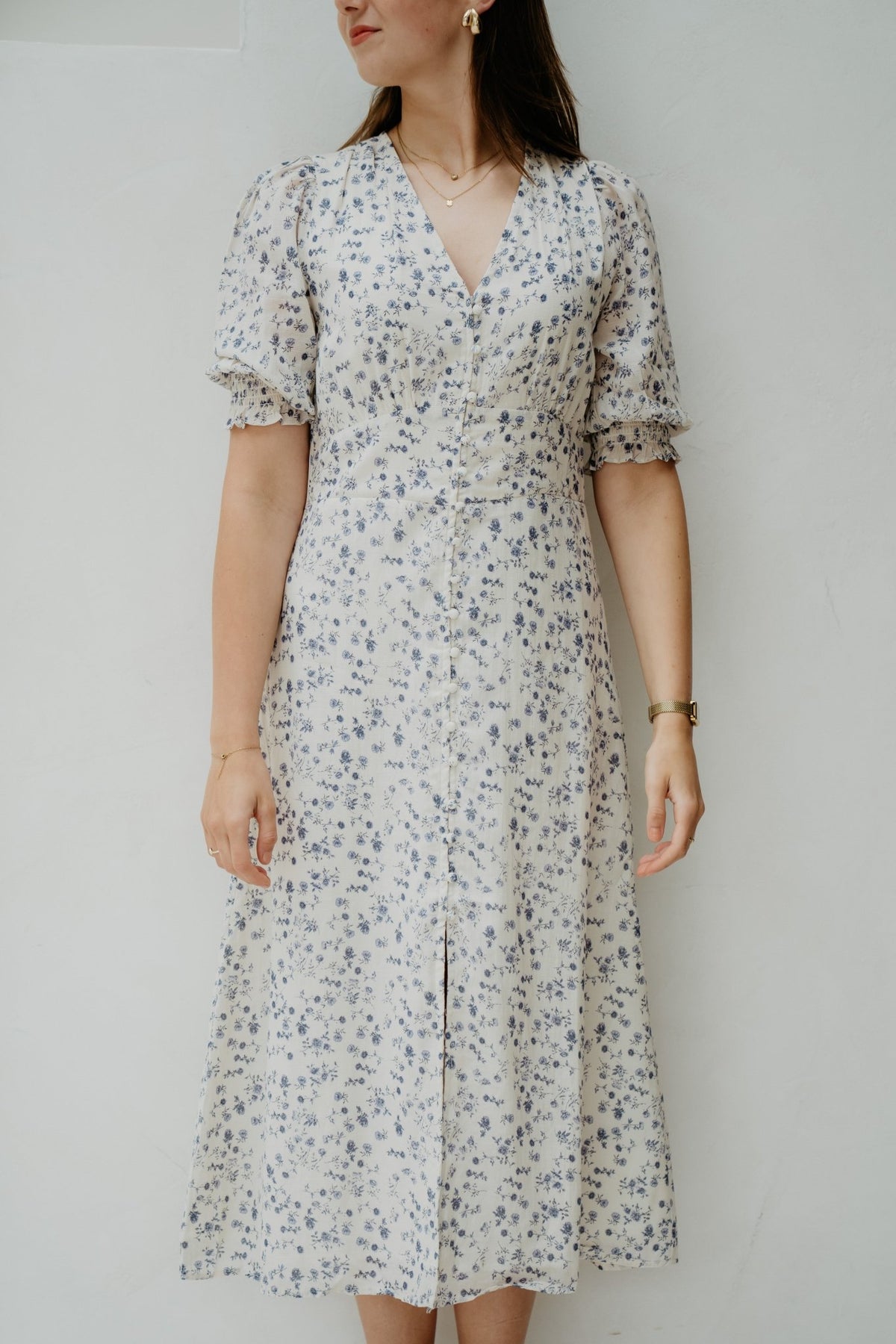 Valley Structure Flower Dress Off White - Bij Keesje - Neo Noir - Jurk