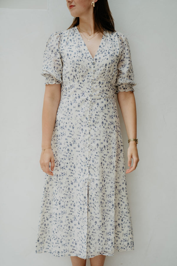 Valley Structure Flower Dress Off White - Bij Keesje - Neo Noir - Jurk