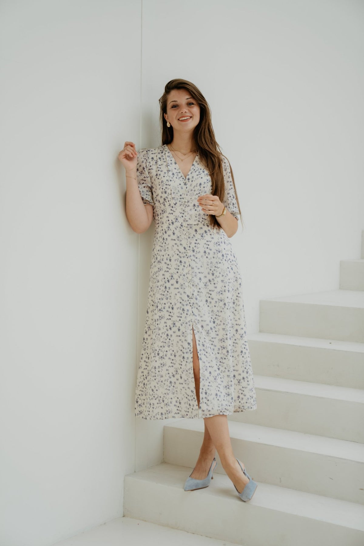 Valley Structure Flower Dress Off White - Bij Keesje - Neo Noir - Jurk