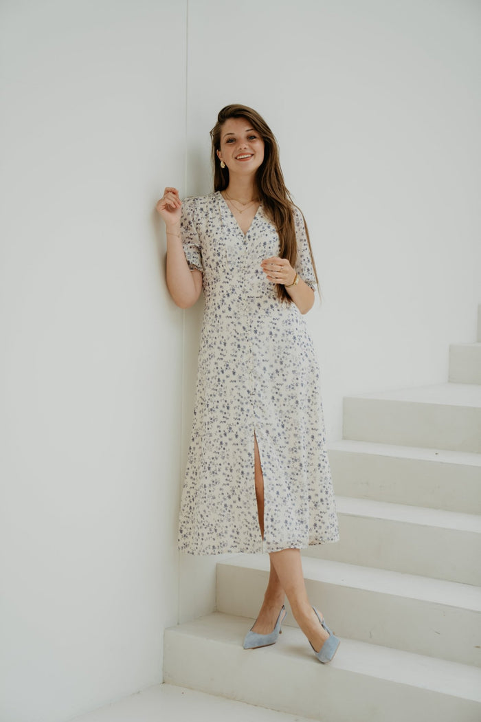 Valley Structure Flower Dress Off White - Bij Keesje - Neo Noir - Jurk