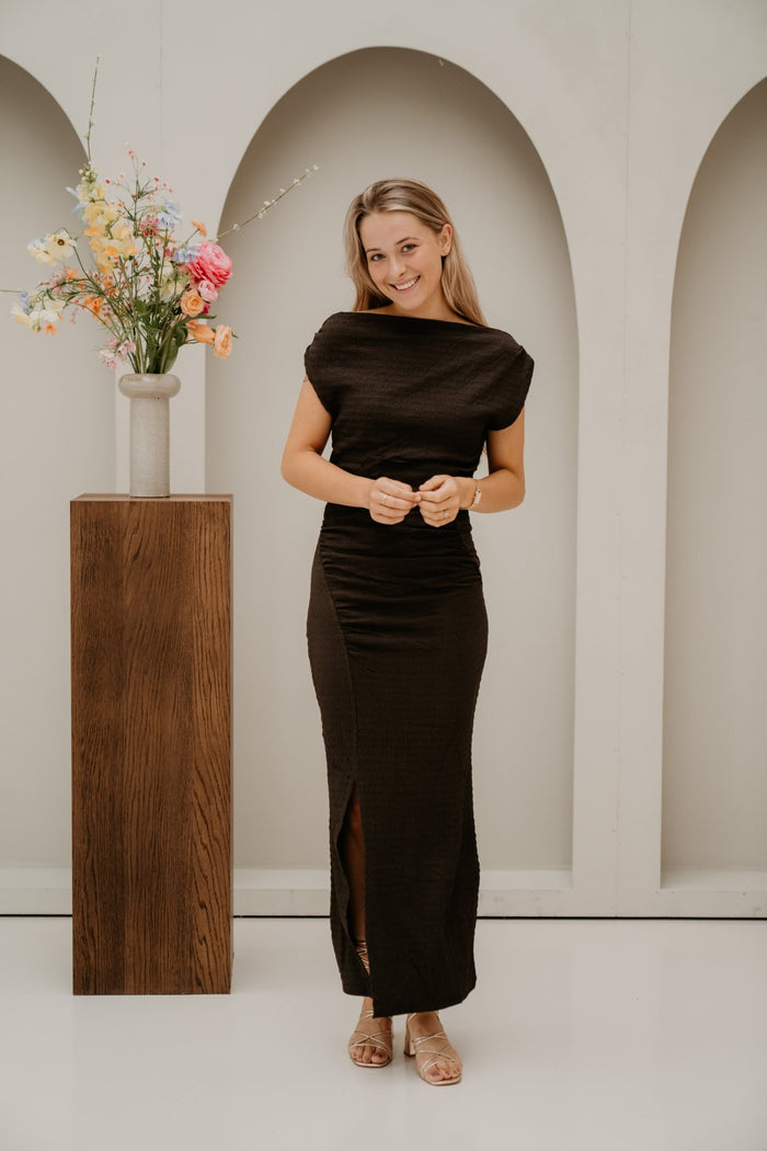 Vanda dress darkbrown - Bij Keesje - Bij Keesje - Jurk