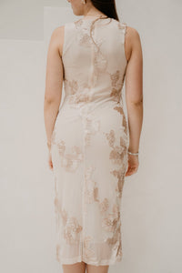Vanina mesh dress flower beige - Bij Keesje - Bij Keesje - Jurk