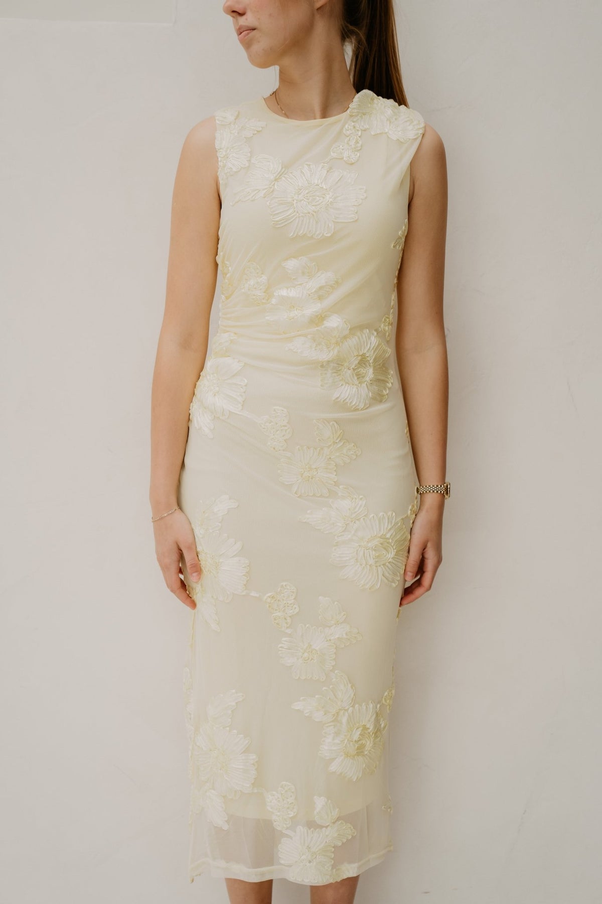 Vanina mesh dress flower yellow - Bij Keesje - Bij Keesje - Jurk