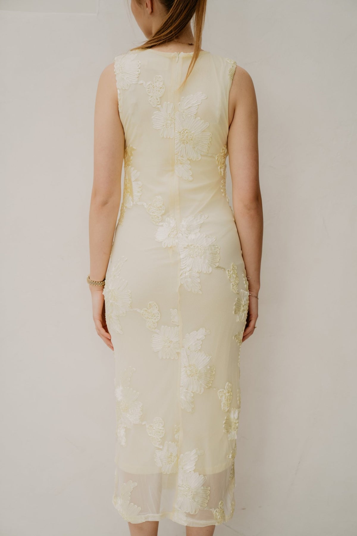 Vanina mesh dress flower yellow - Bij Keesje - Bij Keesje - Jurk